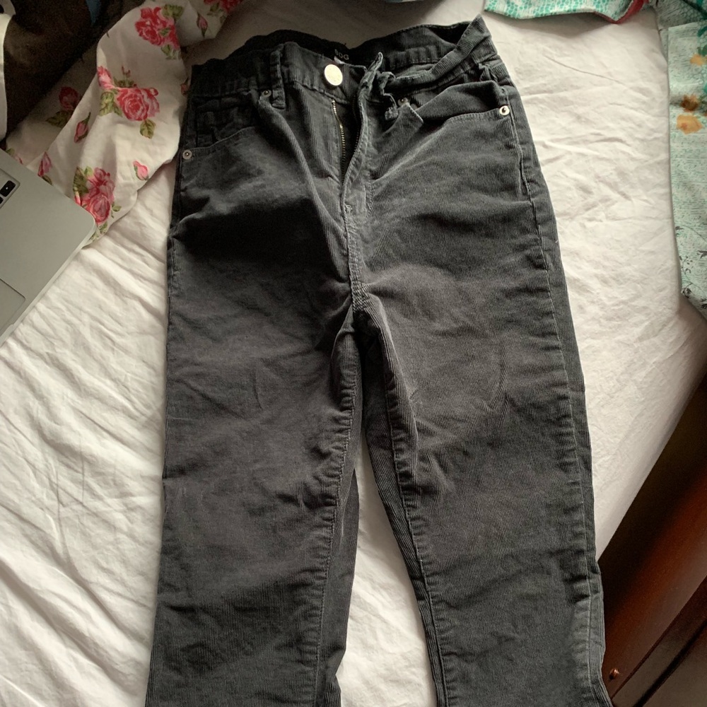 high waisted cropped flare corduroy pant